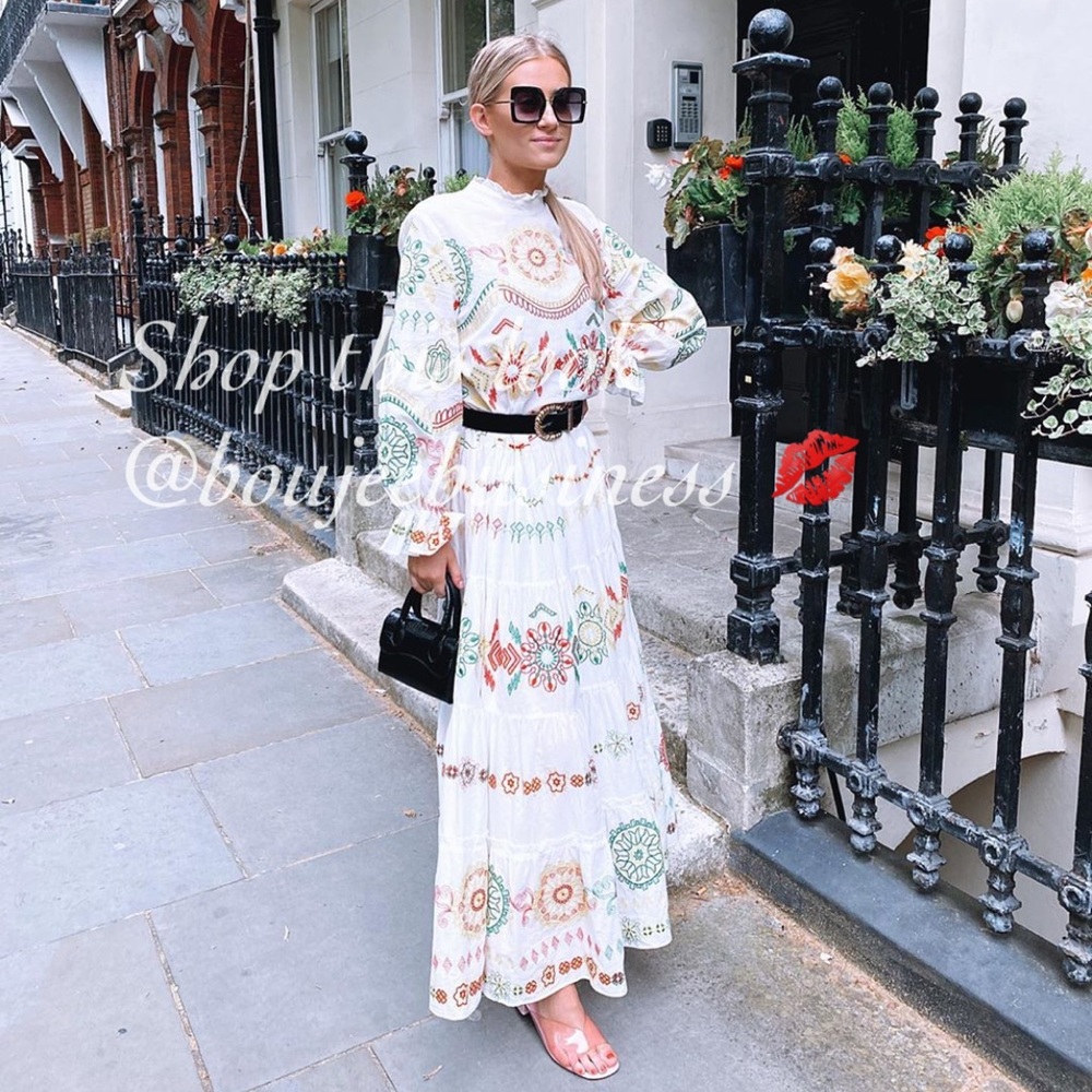 ZARA Voluminous Embroidered Dress - Picture 4 of 9
